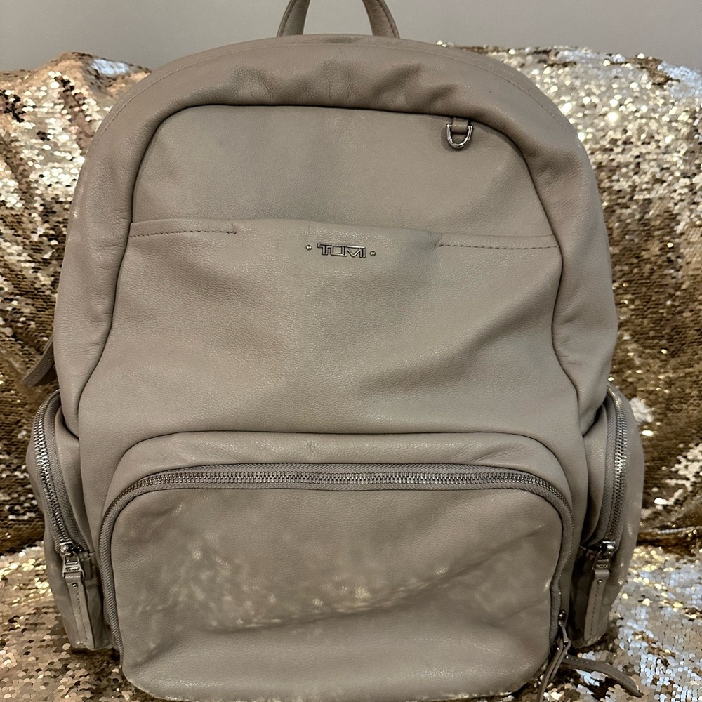 Tumi Voyageur Gray Leather Backpack